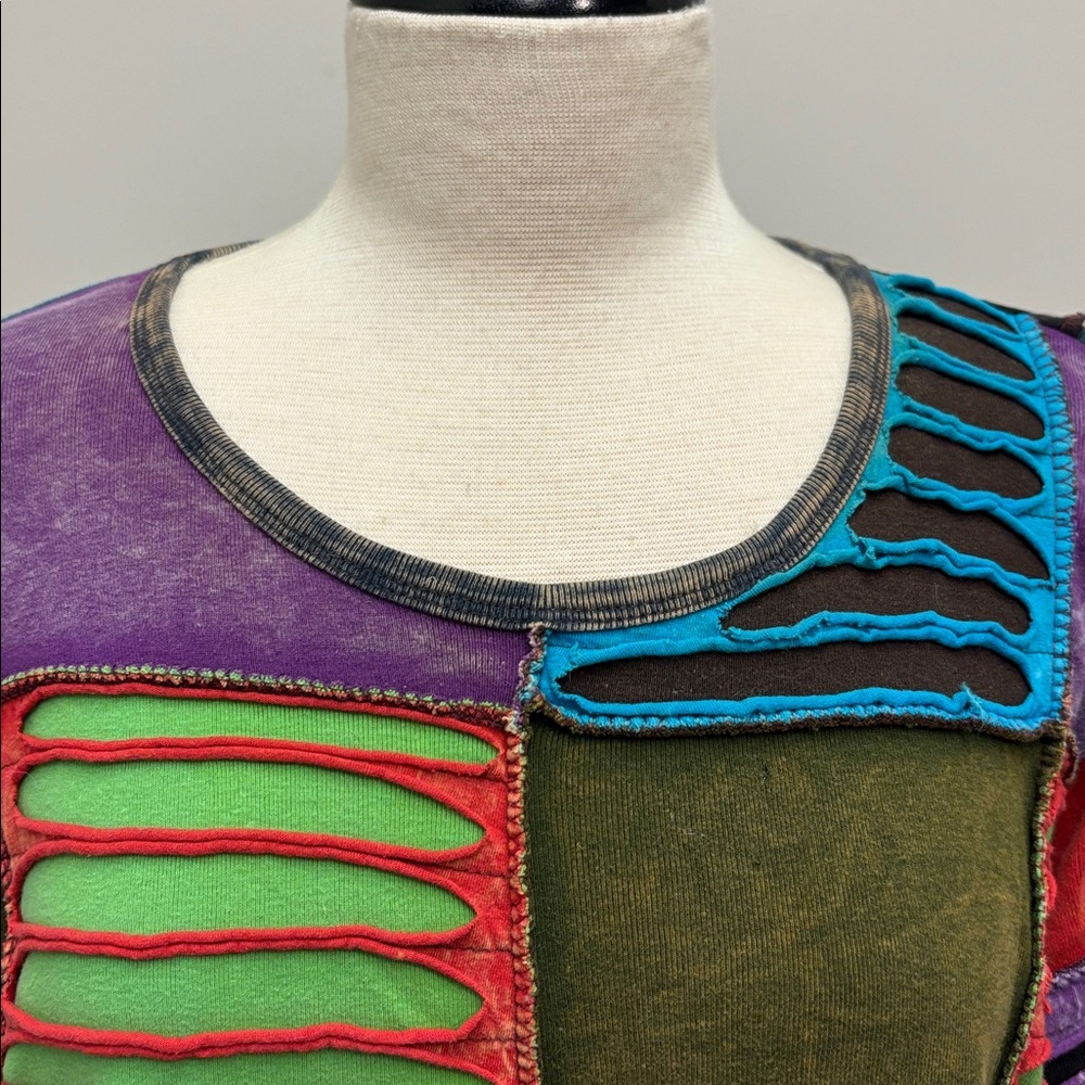 Vtg Rising International Patchwork Texture Shirt … - image 2